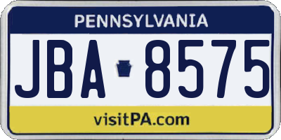 PA license plate JBA8575
