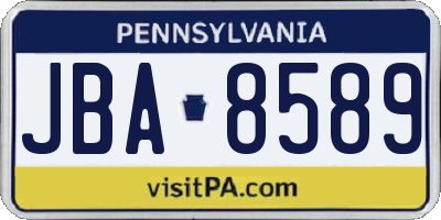 PA license plate JBA8589