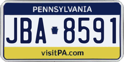 PA license plate JBA8591
