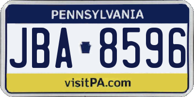 PA license plate JBA8596