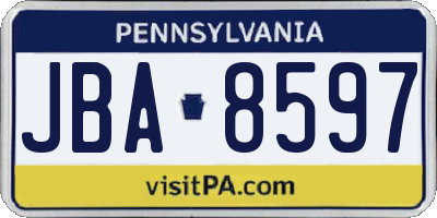 PA license plate JBA8597