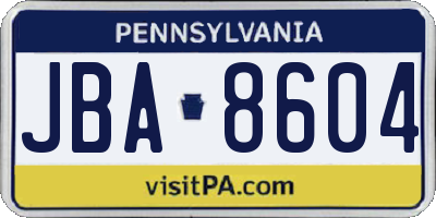PA license plate JBA8604