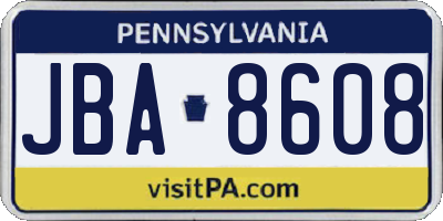 PA license plate JBA8608