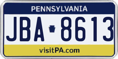 PA license plate JBA8613