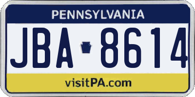 PA license plate JBA8614