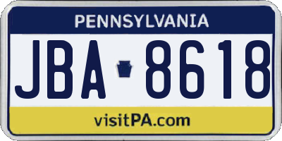 PA license plate JBA8618