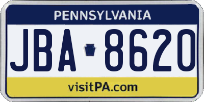 PA license plate JBA8620