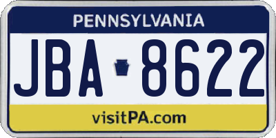 PA license plate JBA8622