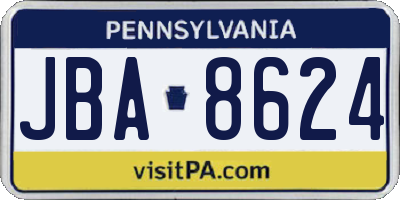 PA license plate JBA8624