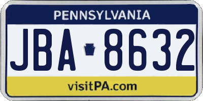 PA license plate JBA8632