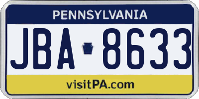 PA license plate JBA8633