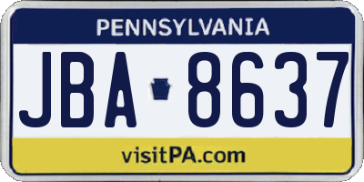 PA license plate JBA8637