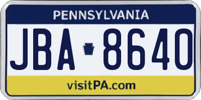 PA license plate JBA8640