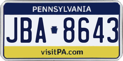 PA license plate JBA8643