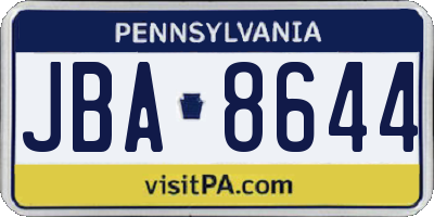 PA license plate JBA8644
