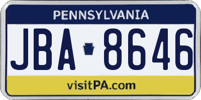 PA license plate JBA8646