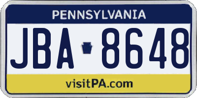 PA license plate JBA8648