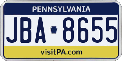 PA license plate JBA8655