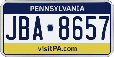PA license plate JBA8657