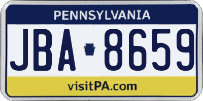 PA license plate JBA8659