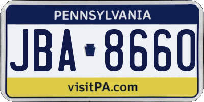 PA license plate JBA8660