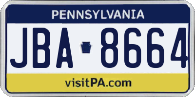 PA license plate JBA8664