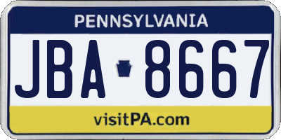 PA license plate JBA8667