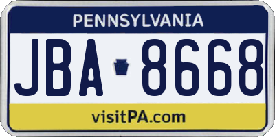 PA license plate JBA8668