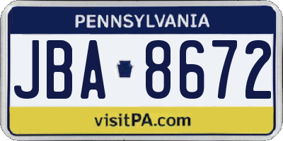 PA license plate JBA8672