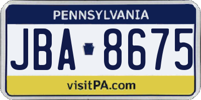 PA license plate JBA8675