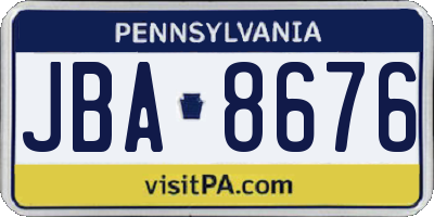 PA license plate JBA8676