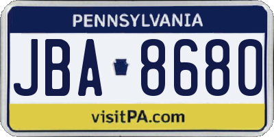 PA license plate JBA8680