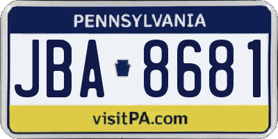 PA license plate JBA8681