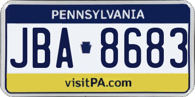 PA license plate JBA8683