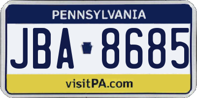 PA license plate JBA8685