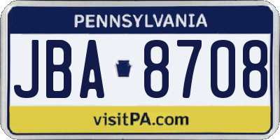 PA license plate JBA8708