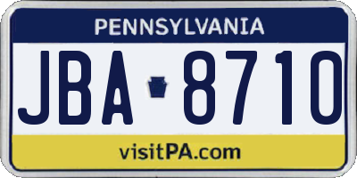 PA license plate JBA8710