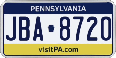 PA license plate JBA8720