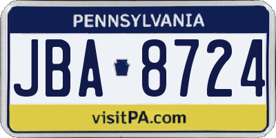 PA license plate JBA8724