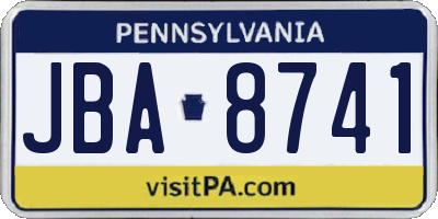 PA license plate JBA8741