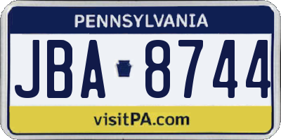 PA license plate JBA8744