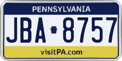 PA license plate JBA8757