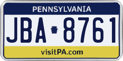 PA license plate JBA8761
