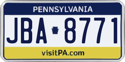 PA license plate JBA8771