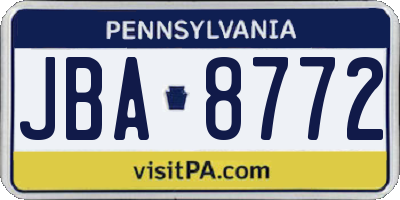 PA license plate JBA8772