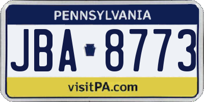 PA license plate JBA8773