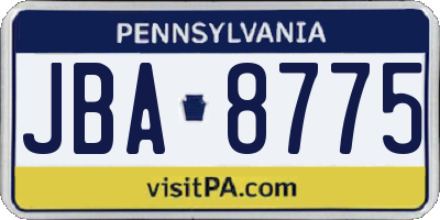 PA license plate JBA8775