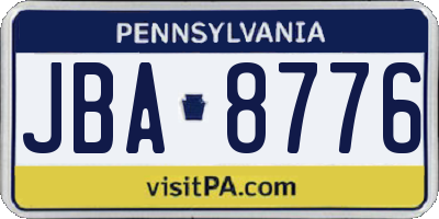 PA license plate JBA8776