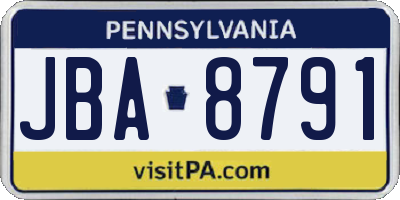 PA license plate JBA8791
