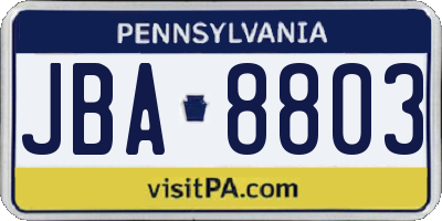 PA license plate JBA8803
